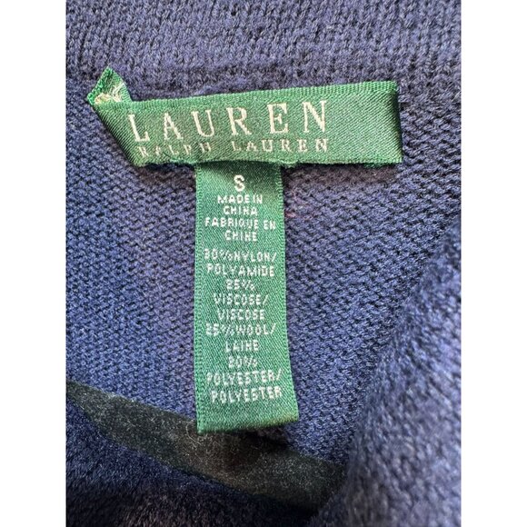 Lauren Ralph Lauren Cowl Neck Knit Sweater Womens S Navy & White Striped - Picture 2 of 11